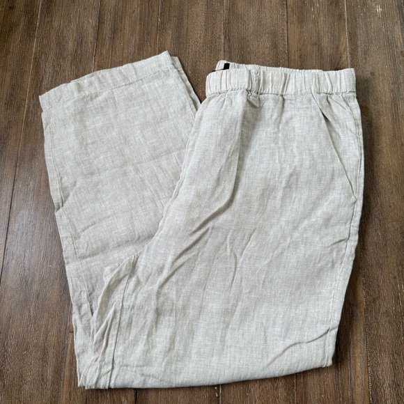 Quince European Linen Pants XL Flax Cream Lagenlook Minimal Beach Ankle Pant - Picture 3 of 11
